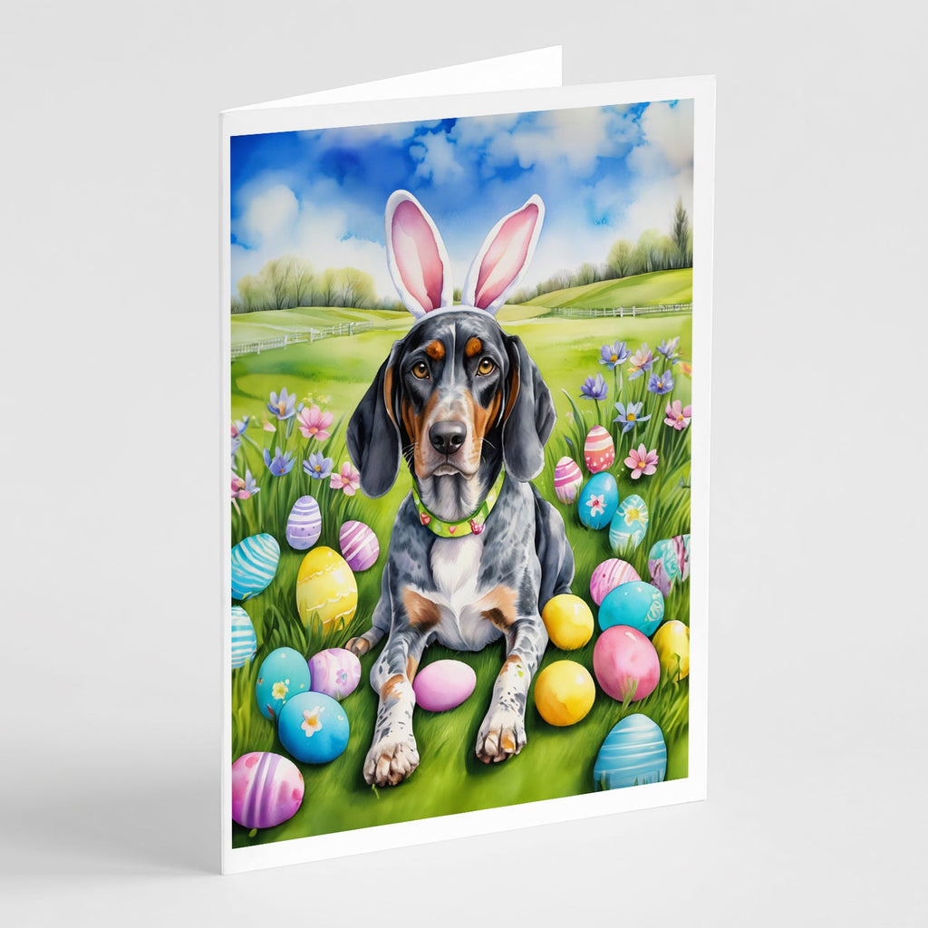 Bluetick Coonhound Easter Egg Hunt Greeting Cards Pack of 8 Blank Cards with Envelopes Whimsical A7 Size 5x7