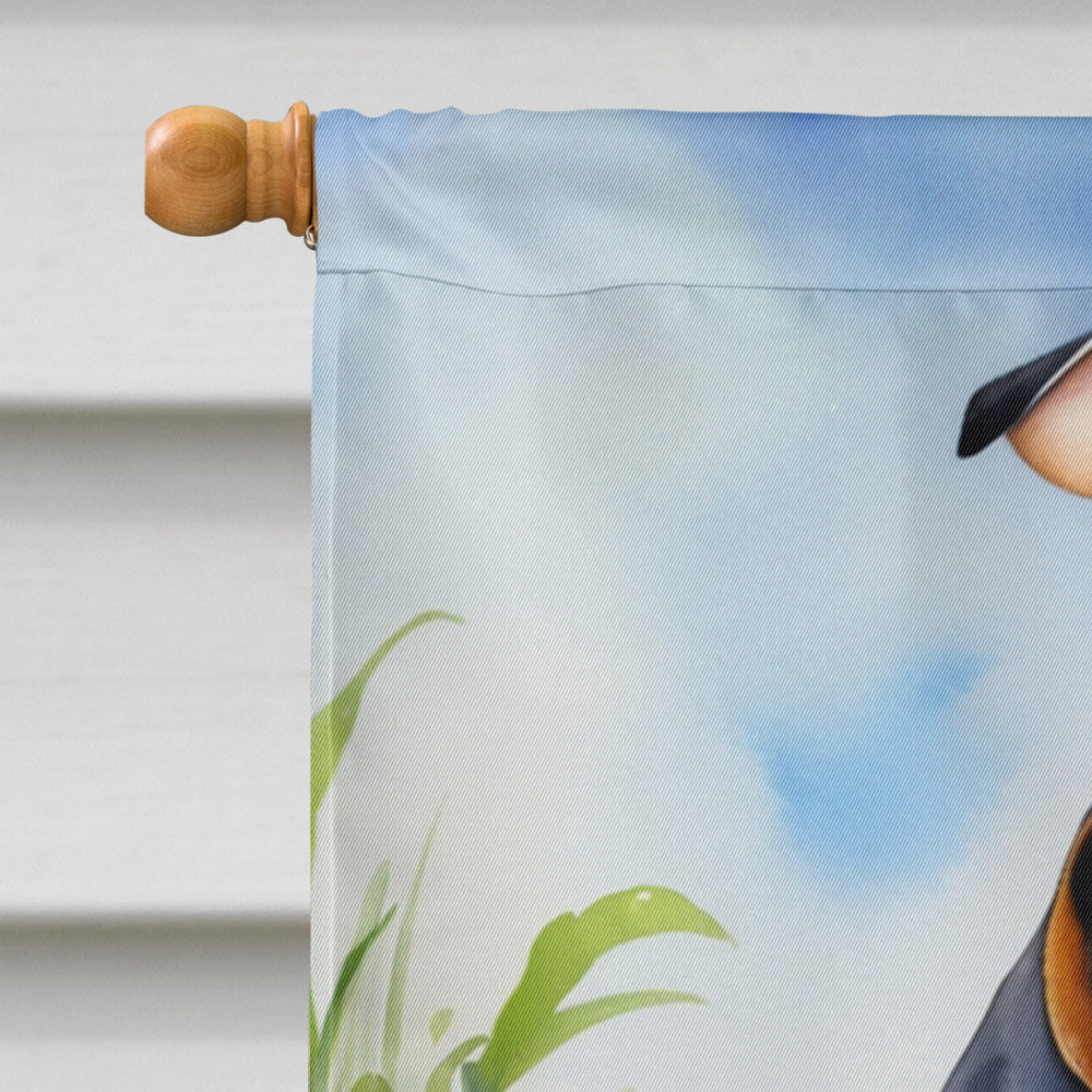 Bluetick Coonhound Easter Egg Hunt House Flag 28x40 Porch Sleeve Pole Decorative Outside Yard Banner Artwork Wall Hanging, Polyester