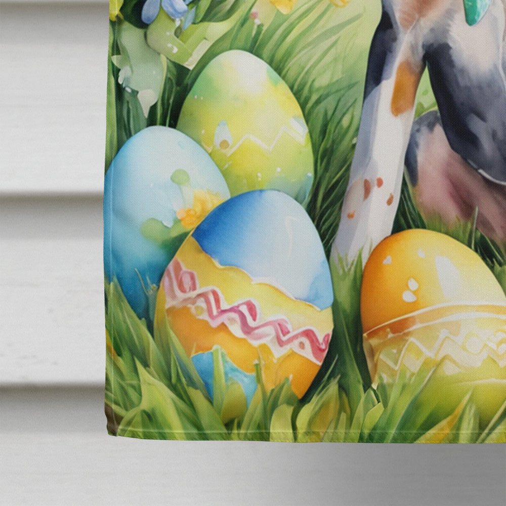 Bluetick Coonhound Easter Egg Hunt House Flag 28x40 Porch Sleeve Pole Decorative Outside Yard Banner Artwork Wall Hanging, Polyester
