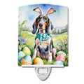 Bluetick Coonhound Easter Egg Hunt Ceramic Night Light Compact, UL-Certified, Ideal for Bedroom, Bathroom, Nursery, Hallway, Kitchen, 6x4x3, Multicolor