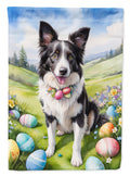 Border Collie Easter Egg Hunt House Flag 28x40 Porch Sleeve Pole Decorative Outside Yard Banner Artwork Wall Hanging, Polyester