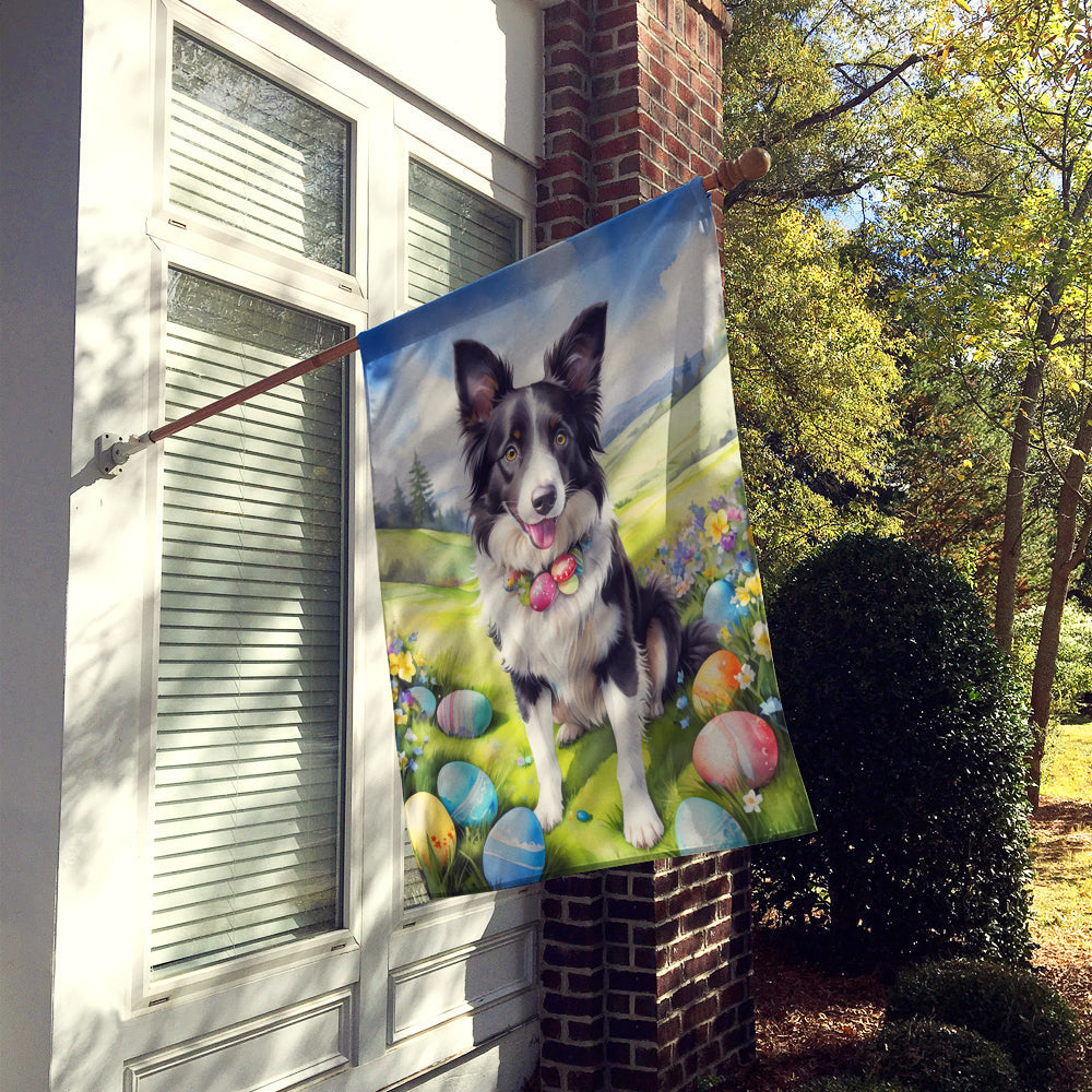 Border Collie Easter Egg Hunt House Flag 28x40 Porch Sleeve Pole Decorative Outside Yard Banner Artwork Wall Hanging, Polyester