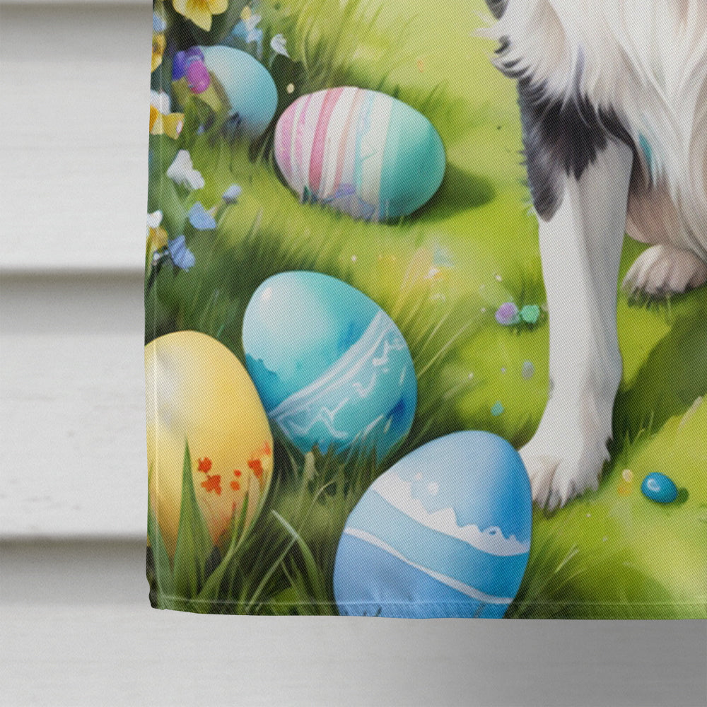 Border Collie Easter Egg Hunt House Flag 28x40 Porch Sleeve Pole Decorative Outside Yard Banner Artwork Wall Hanging, Polyester