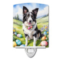 Border Collie Easter Egg Hunt Ceramic Night Light Compact, UL-Certified, Ideal for Bedroom, Bathroom, Nursery, Hallway, Kitchen, 6x4x3, Multicolor