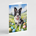 Border Collie Easter Egg Hunt Greeting Cards Pack of 8 Blank Cards with Envelopes Whimsical A7 Size 5x7