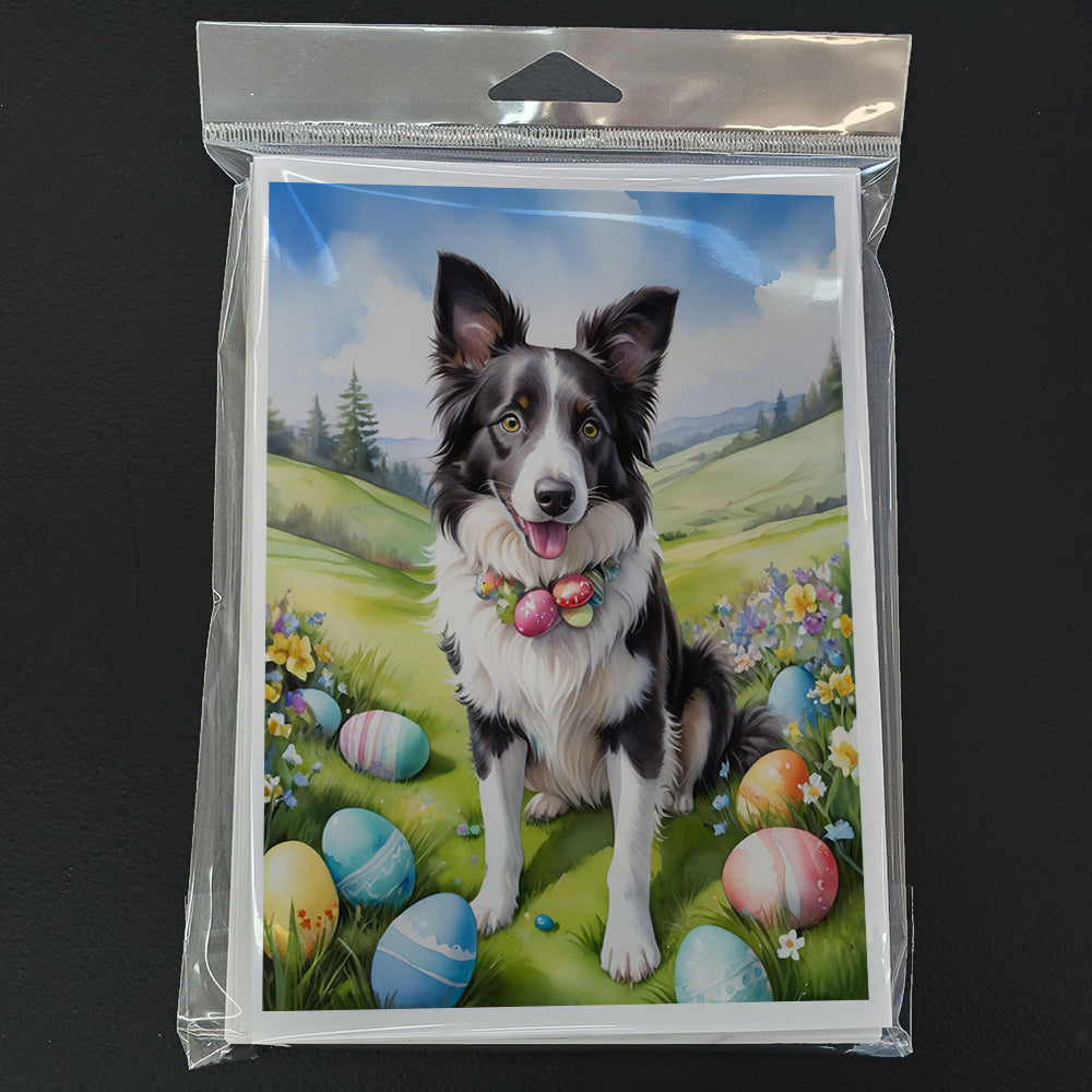 Border Collie Easter Egg Hunt Greeting Cards Pack of 8 Blank Cards with Envelopes Whimsical A7 Size 5x7