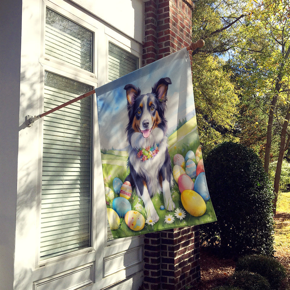 Border Collie Easter Egg Hunt House Flag 28x40 Porch Sleeve Pole Decorative Outside Yard Banner Artwork Wall Hanging, Polyester