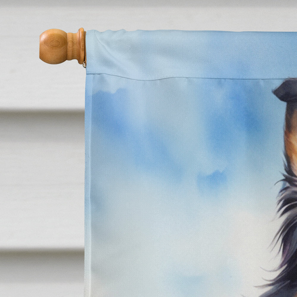 Border Collie Easter Egg Hunt House Flag 28x40 Porch Sleeve Pole Decorative Outside Yard Banner Artwork Wall Hanging, Polyester