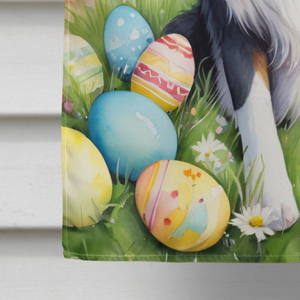 Border Collie Easter Egg Hunt House Flag 28x40 Porch Sleeve Pole Decorative Outside Yard Banner Artwork Wall Hanging, Polyester