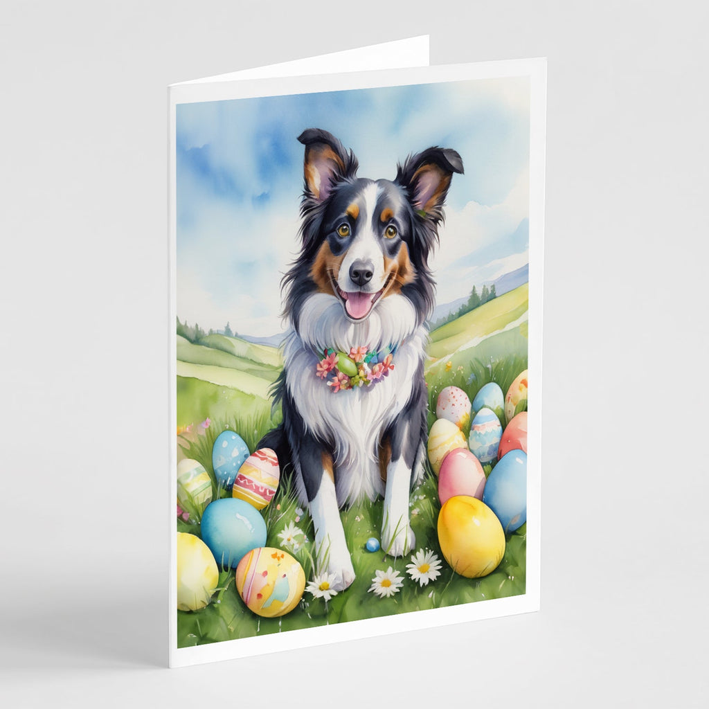 Border Collie Easter Egg Hunt Greeting Cards Pack of 8 Blank Cards with Envelopes Whimsical A7 Size 5x7