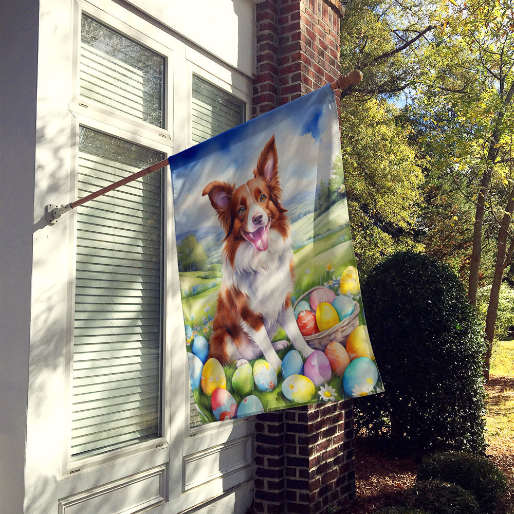 Border Collie Easter Egg Hunt House Flag 28x40 Porch Sleeve Pole Decorative Outside Yard Banner Artwork Wall Hanging, Polyester