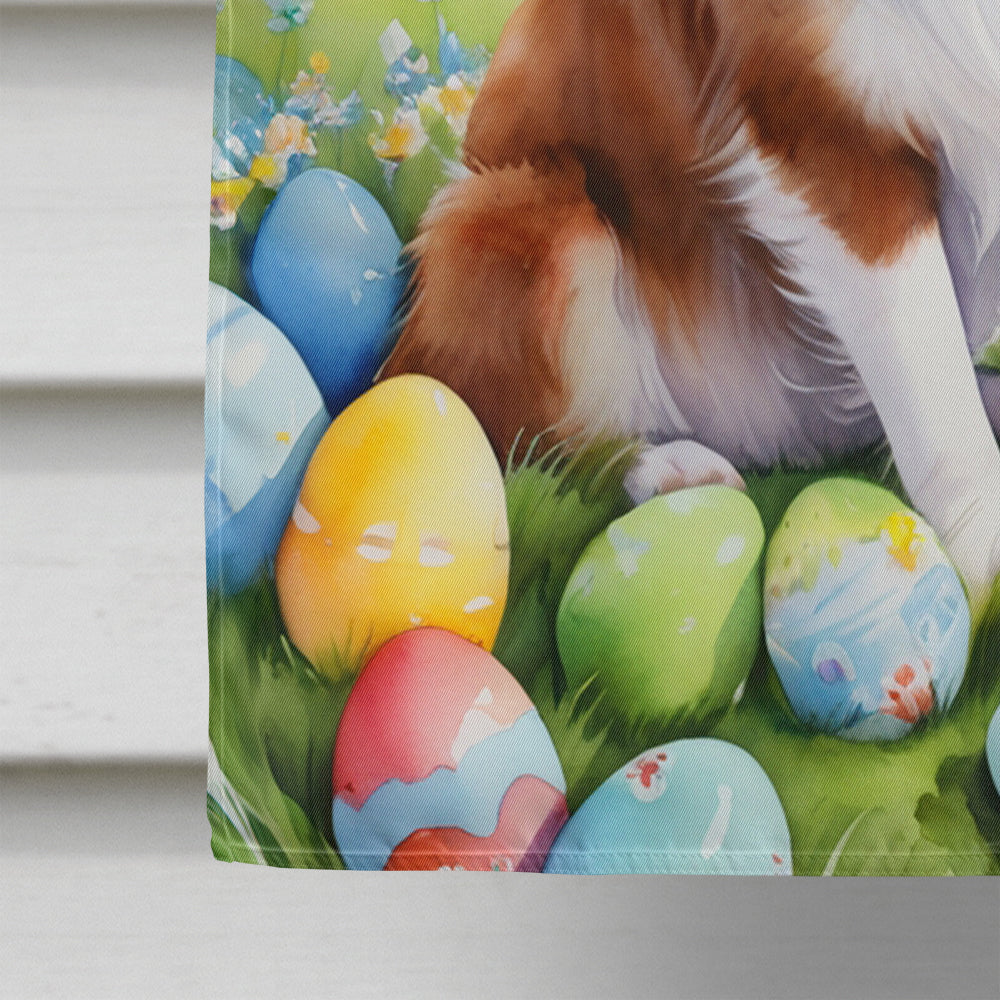 Border Collie Easter Egg Hunt House Flag 28x40 Porch Sleeve Pole Decorative Outside Yard Banner Artwork Wall Hanging, Polyester