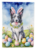 Border Collie Easter Egg Hunt House Flag 28x40 Porch Sleeve Pole Decorative Outside Yard Banner Artwork Wall Hanging, Polyester