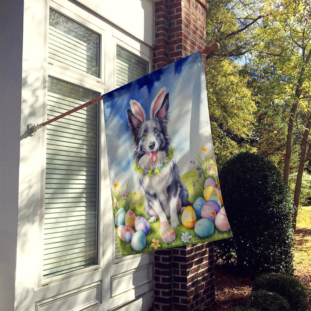 Border Collie Easter Egg Hunt House Flag 28x40 Porch Sleeve Pole Decorative Outside Yard Banner Artwork Wall Hanging, Polyester