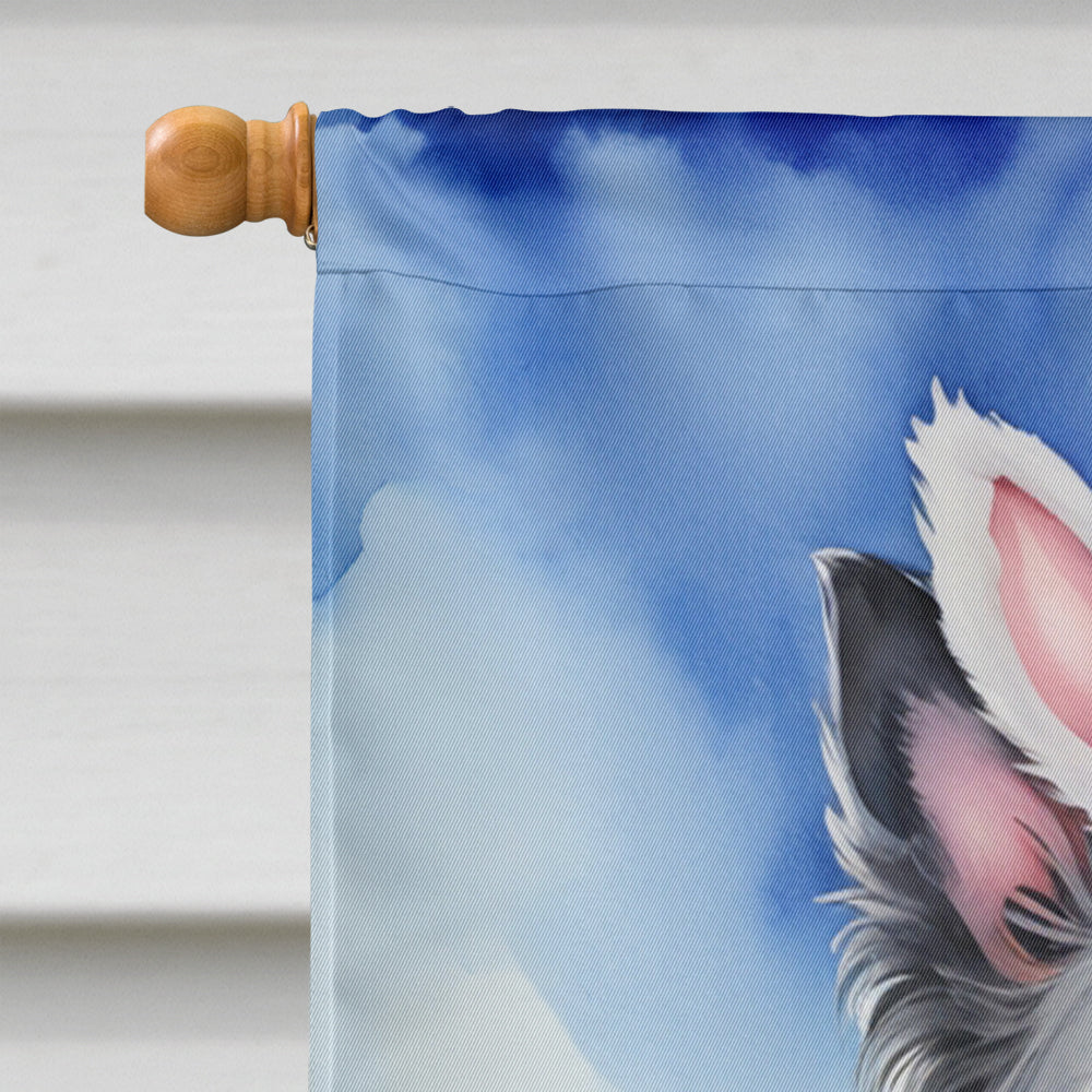 Border Collie Easter Egg Hunt House Flag 28x40 Porch Sleeve Pole Decorative Outside Yard Banner Artwork Wall Hanging, Polyester