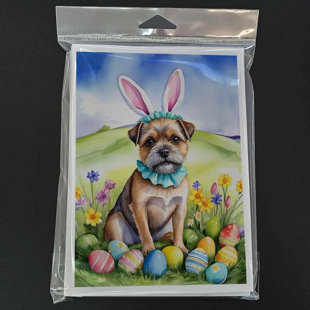 Border Terrier Easter Egg Hunt Greeting Cards Pack of 8 Blank Cards with Envelopes Whimsical A7 Size 5x7
