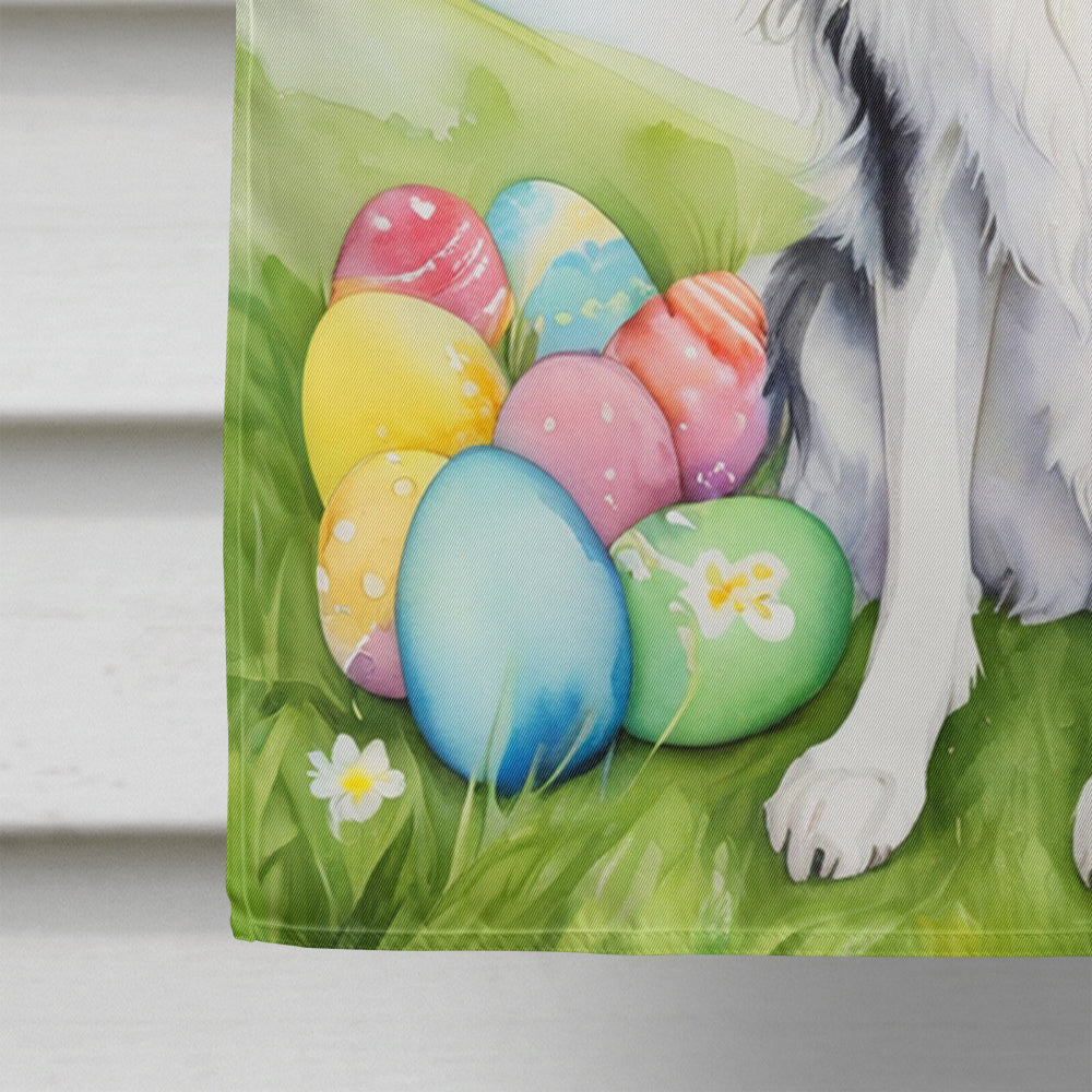 Borzoi Easter Egg Hunt House Flag 28x40 Porch Sleeve Pole Decorative Outside Yard Banner Artwork Wall Hanging, Polyester
