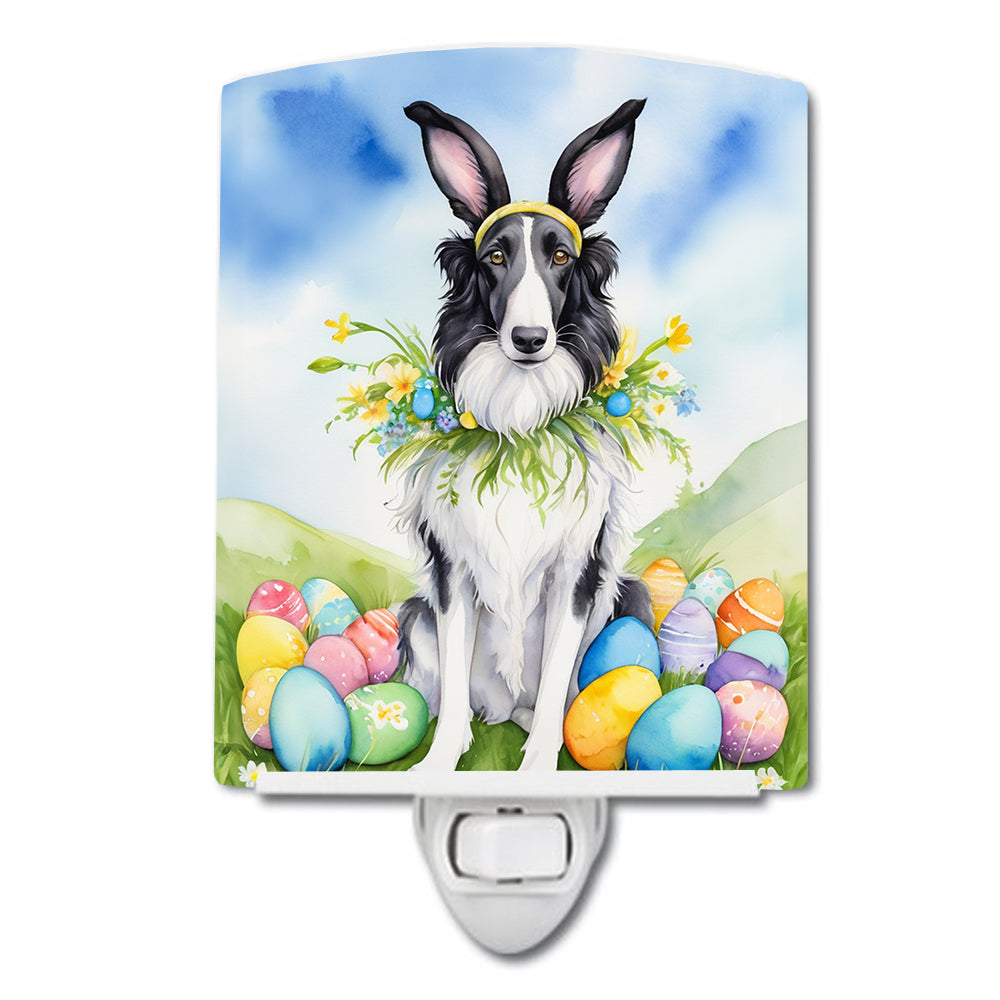 Borzoi Easter Egg Hunt Ceramic Night Light Compact, UL-Certified, Ideal for Bedroom, Bathroom, Nursery, Hallway, Kitchen, 6x4x3, Multicolor