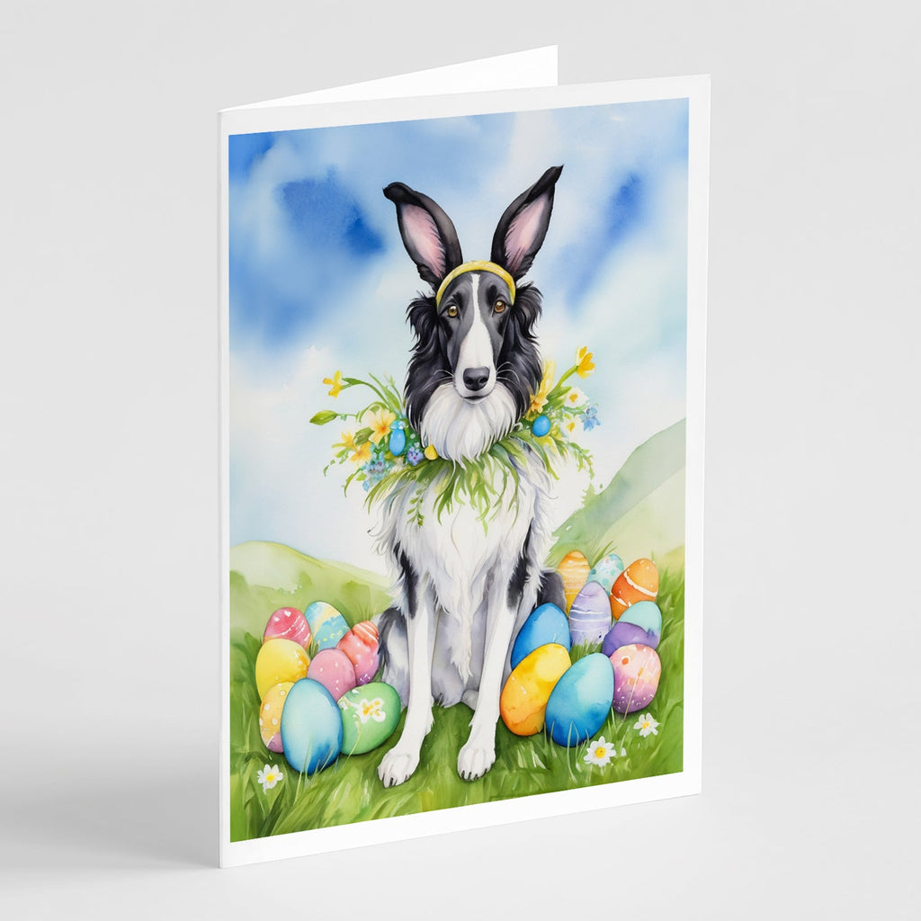 Borzoi Easter Egg Hunt Greeting Cards Pack of 8 Blank Cards with Envelopes Whimsical A7 Size 5x7