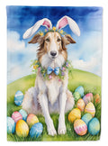 Borzoi Easter Egg Hunt House Flag 28x40 Porch Sleeve Pole Decorative Outside Yard Banner Artwork Wall Hanging, Polyester