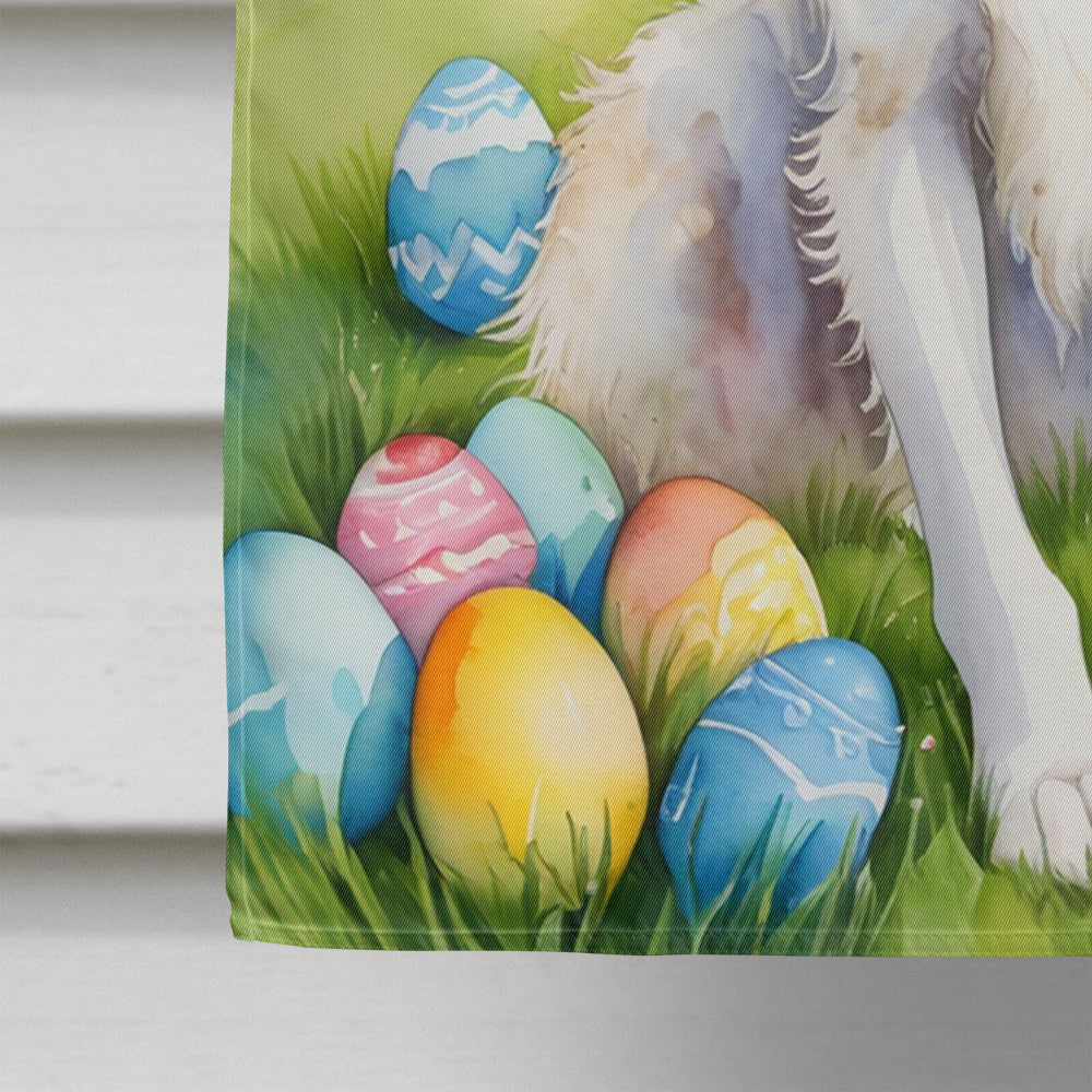 Borzoi Easter Egg Hunt House Flag 28x40 Porch Sleeve Pole Decorative Outside Yard Banner Artwork Wall Hanging, Polyester