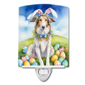 Borzoi Easter Egg Hunt Ceramic Night Light Compact, UL-Certified, Ideal for Bedroom, Bathroom, Nursery, Hallway, Kitchen, 6x4x3, Multicolor