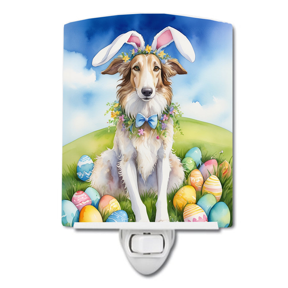 Borzoi Easter Egg Hunt Ceramic Night Light Compact, UL-Certified, Ideal for Bedroom, Bathroom, Nursery, Hallway, Kitchen, 6x4x3, Multicolor