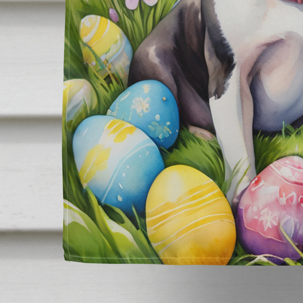 Boston Terrier Easter Egg Hunt House Flag 28x40 Porch Sleeve Pole Decorative Outside Yard Banner Artwork Wall Hanging, Polyester