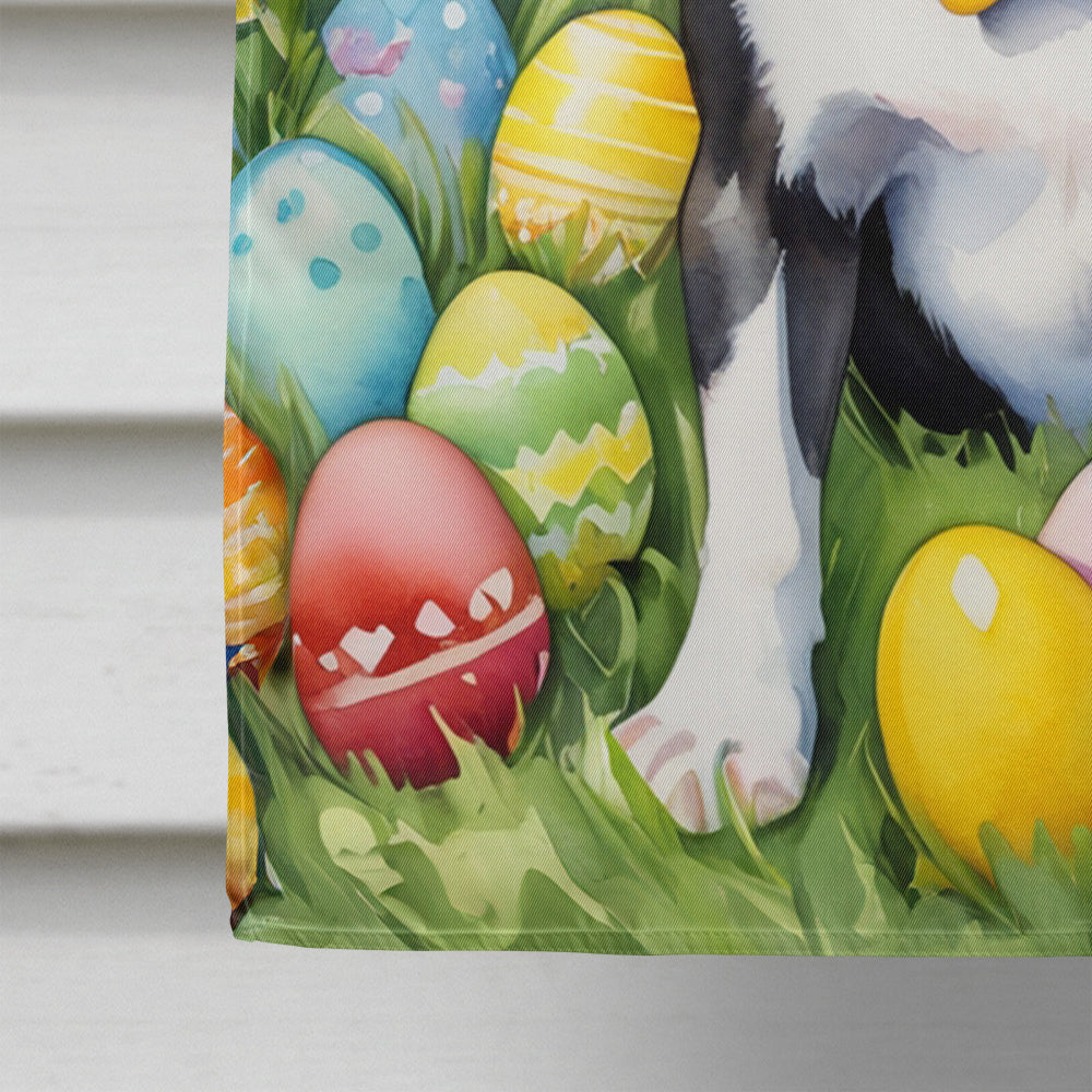 Boston Terrier Easter Egg Hunt House Flag 28x40 Porch Sleeve Pole Decorative Outside Yard Banner Artwork Wall Hanging, Polyester