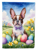 Boston Terrier Easter Egg Hunt House Flag 28x40 Porch Sleeve Pole Decorative Outside Yard Banner Artwork Wall Hanging, Polyester