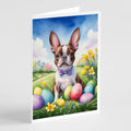 Boston Terrier Easter Egg Hunt Greeting Cards Pack of 8 Blank Cards with Envelopes Whimsical A7 Size 5x7