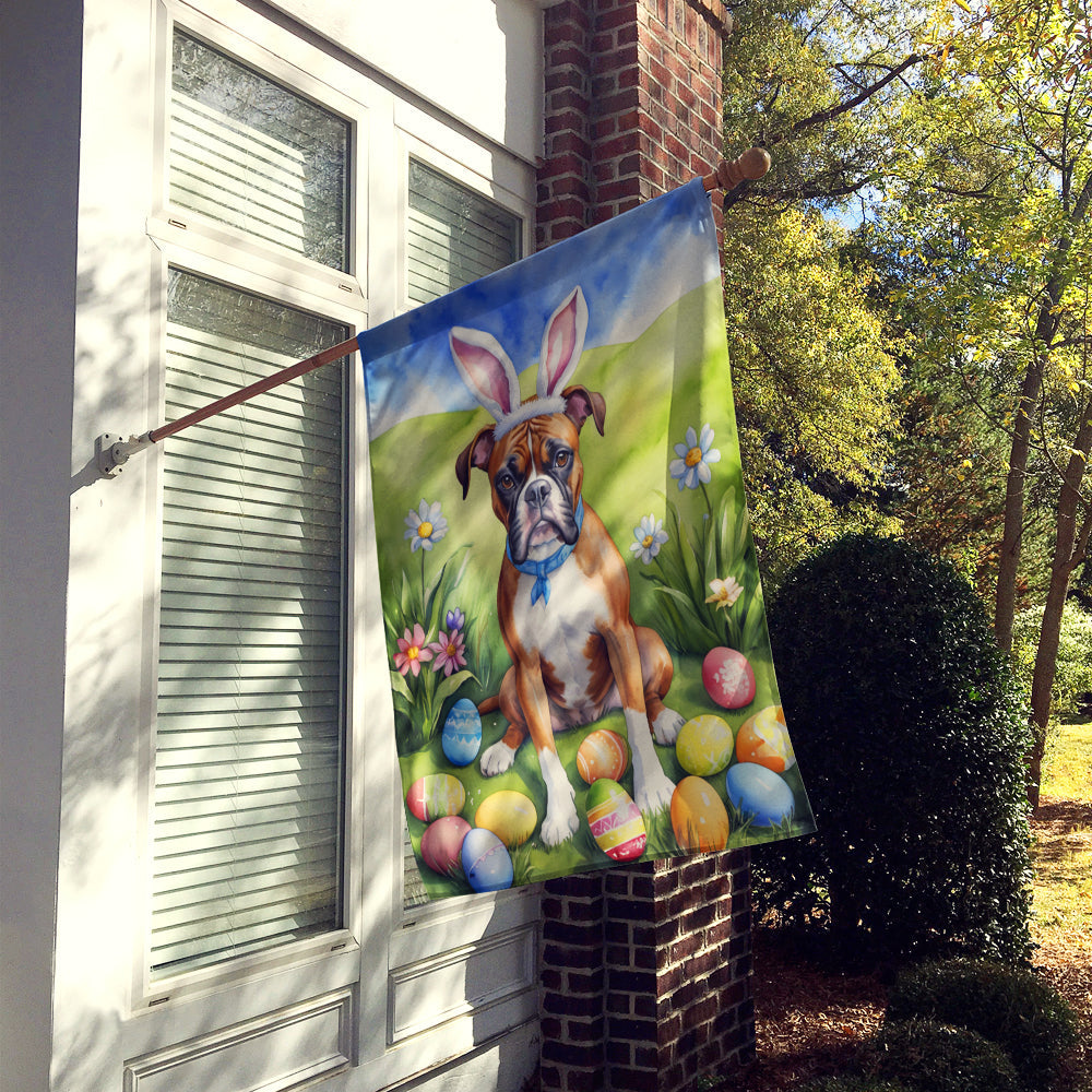 Boxer Easter Egg Hunt House Flag 28x40 Porch Sleeve Pole Decorative Outside Yard Banner Artwork Wall Hanging, Polyester