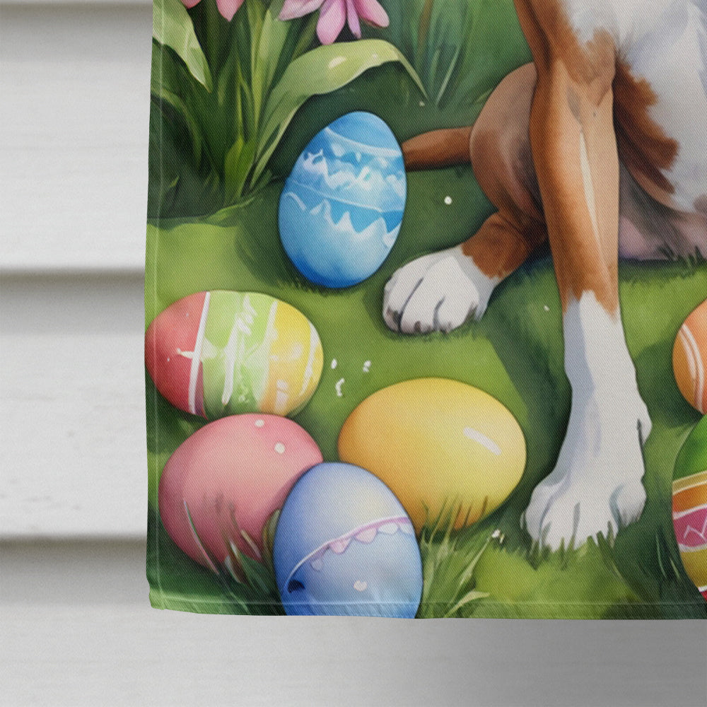 Boxer Easter Egg Hunt House Flag 28x40 Porch Sleeve Pole Decorative Outside Yard Banner Artwork Wall Hanging, Polyester