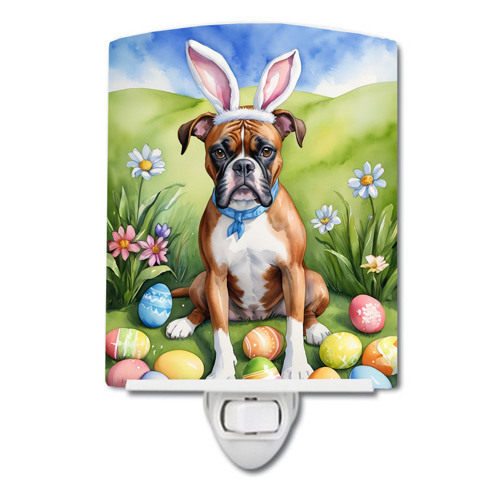 Boxer Easter Egg Hunt Ceramic Night Light Compact, UL-Certified, Ideal for Bedroom, Bathroom, Nursery, Hallway, Kitchen, 6x4x3, Multicolor
