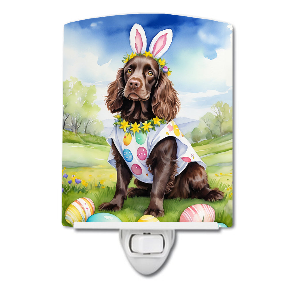 Boykin Spaniel Easter Egg Hunt Ceramic Night Light Compact, UL-Certified, Ideal for Bedroom, Bathroom, Nursery, Hallway, Kitchen, 6x4x3, Multicolor