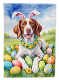 Brittany Spaniel Easter Egg Hunt House Flag 28x40 Porch Sleeve Pole Decorative Outside Yard Banner Artwork Wall Hanging, Polyester