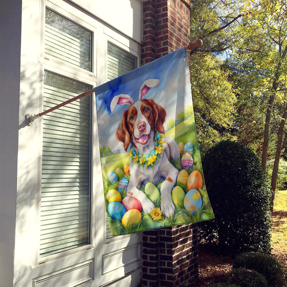 Brittany Spaniel Easter Egg Hunt House Flag 28x40 Porch Sleeve Pole Decorative Outside Yard Banner Artwork Wall Hanging, Polyester