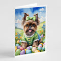 Brussels Griffon Easter Egg Hunt Greeting Cards Pack of 8 Blank Cards with Envelopes Whimsical A7 Size 5x7
