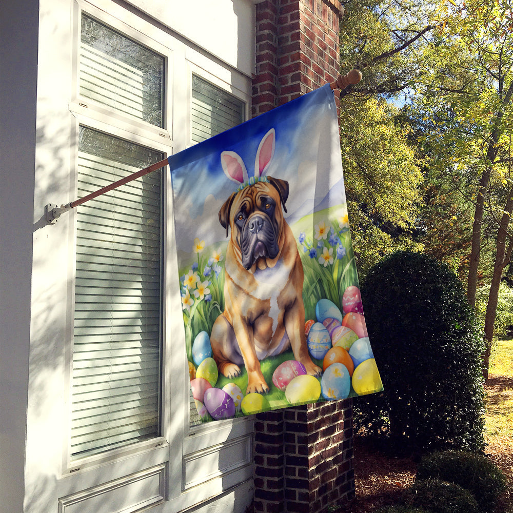 Bullmastiff Easter Egg Hunt House Flag 28x40 Porch Sleeve Pole Decorative Outside Yard Banner Artwork Wall Hanging, Polyester