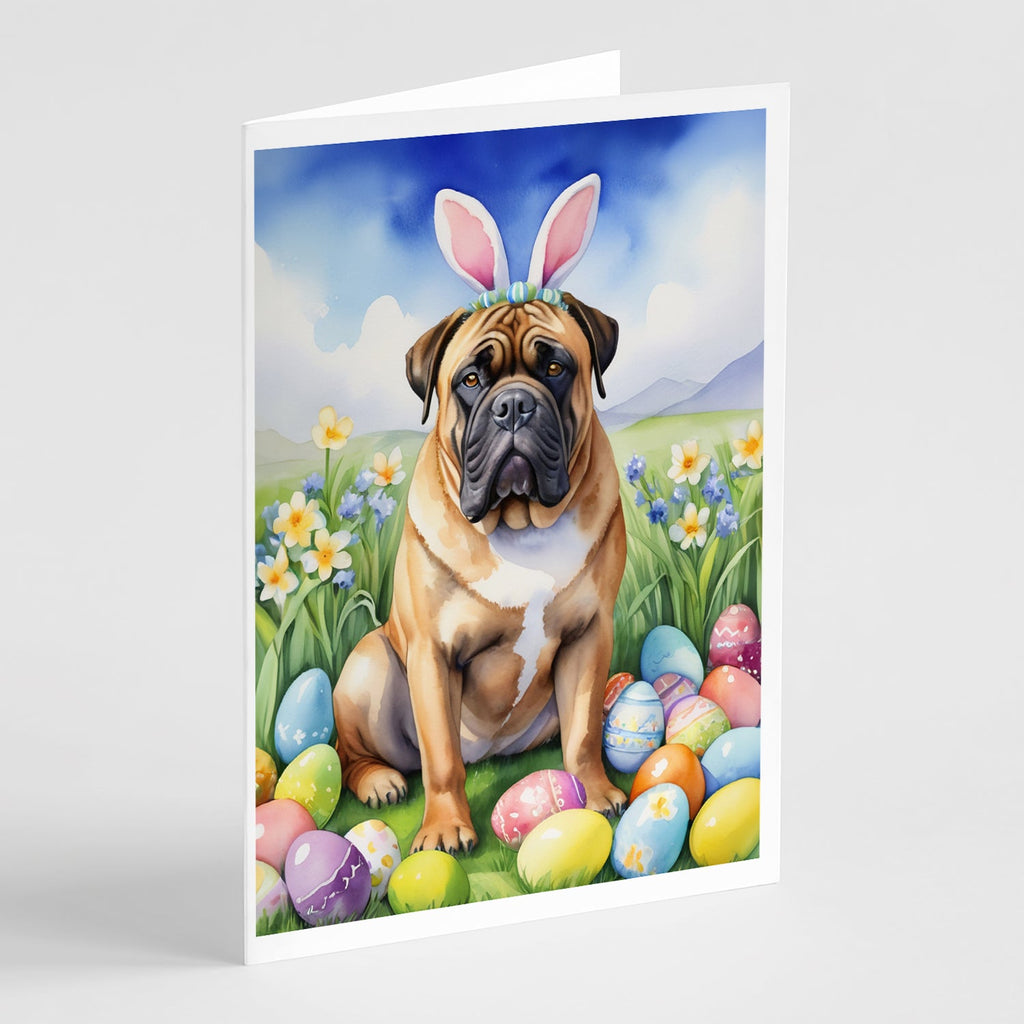Bullmastiff Easter Egg Hunt Greeting Cards Pack of 8 Blank Cards with Envelopes Whimsical A7 Size 5x7