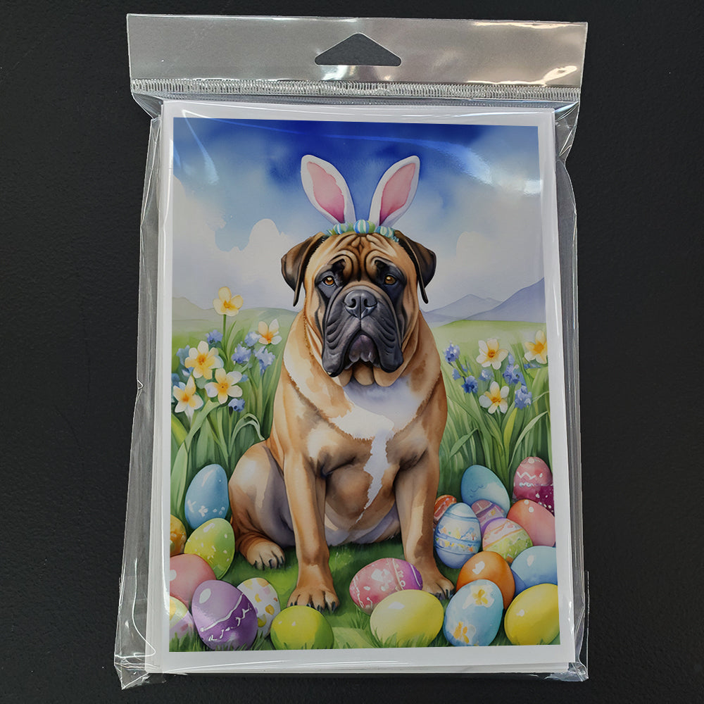 Bullmastiff Easter Egg Hunt Greeting Cards Pack of 8 Blank Cards with Envelopes Whimsical A7 Size 5x7