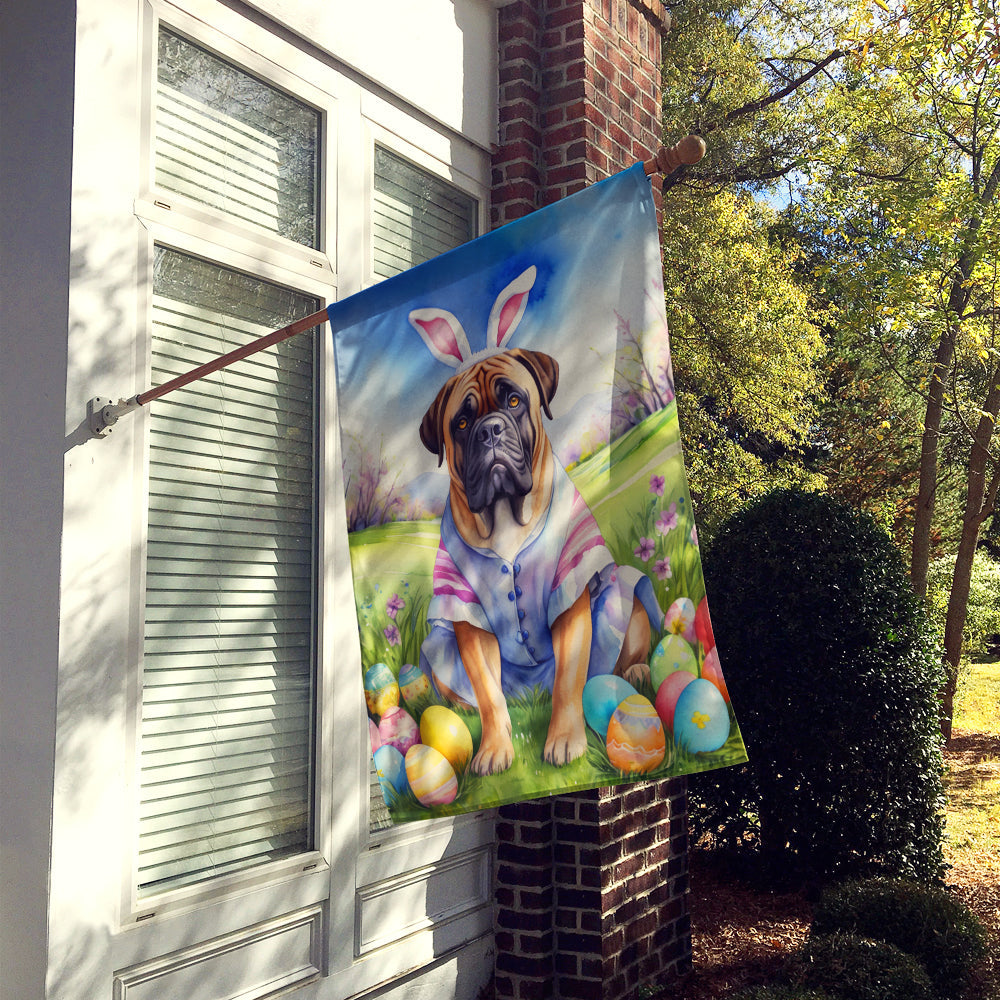 Bullmastiff Easter Egg Hunt House Flag 28x40 Porch Sleeve Pole Decorative Outside Yard Banner Artwork Wall Hanging, Polyester