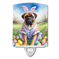 Bullmastiff Easter Egg Hunt Ceramic Night Light Compact, UL-Certified, Ideal for Bedroom, Bathroom, Nursery, Hallway, Kitchen, 6x4x3, Multicolor