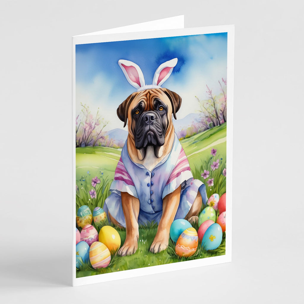 Bullmastiff Easter Egg Hunt Greeting Cards Pack of 8 Blank Cards with Envelopes Whimsical A7 Size 5x7