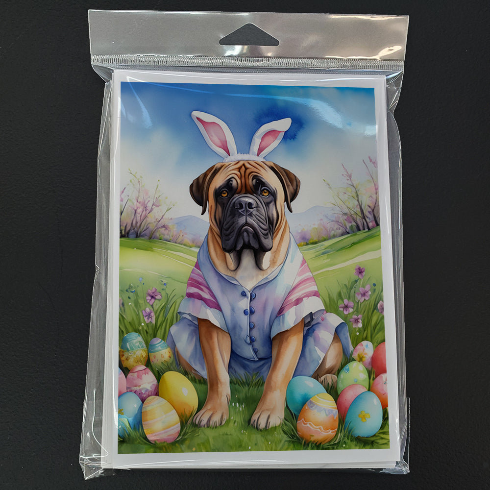 Bullmastiff Easter Egg Hunt Greeting Cards Pack of 8 Blank Cards with Envelopes Whimsical A7 Size 5x7