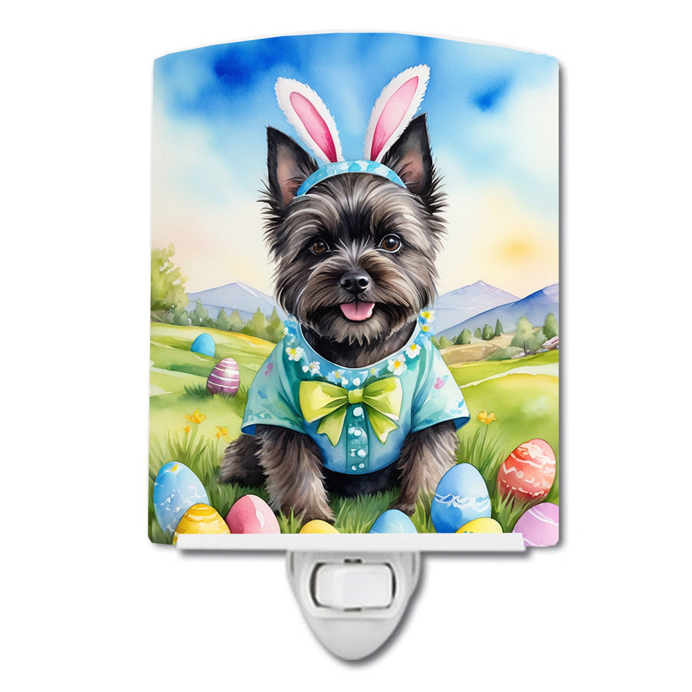 Cairn Terrier Easter Egg Hunt Ceramic Night Light Compact, UL-Certified, Ideal for Bedroom, Bathroom, Nursery, Hallway, Kitchen, 6x4x3, Multicolor
