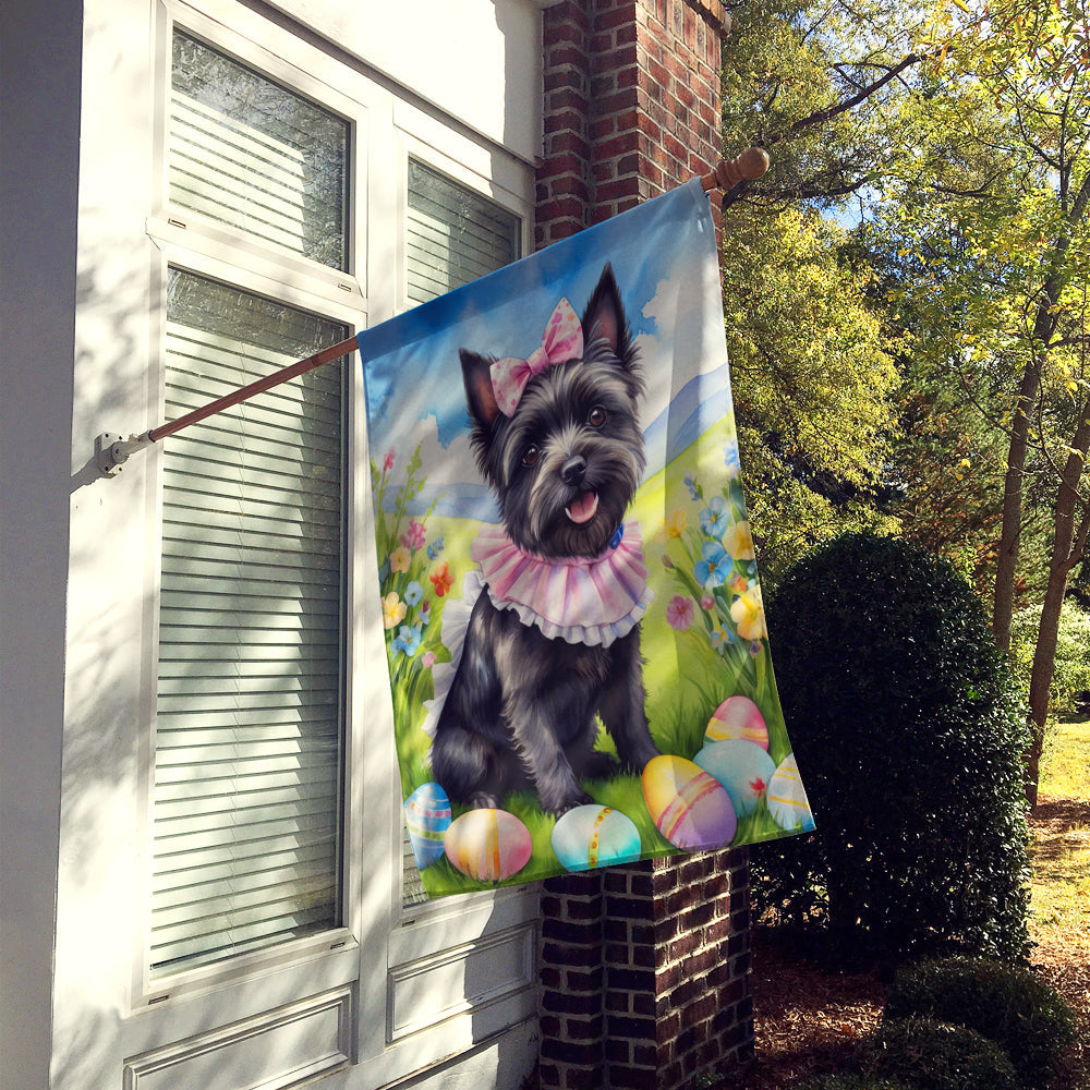 Cairn Terrier Easter Egg Hunt House Flag 28x40 Porch Sleeve Pole Decorative Outside Yard Banner Artwork Wall Hanging, Polyester