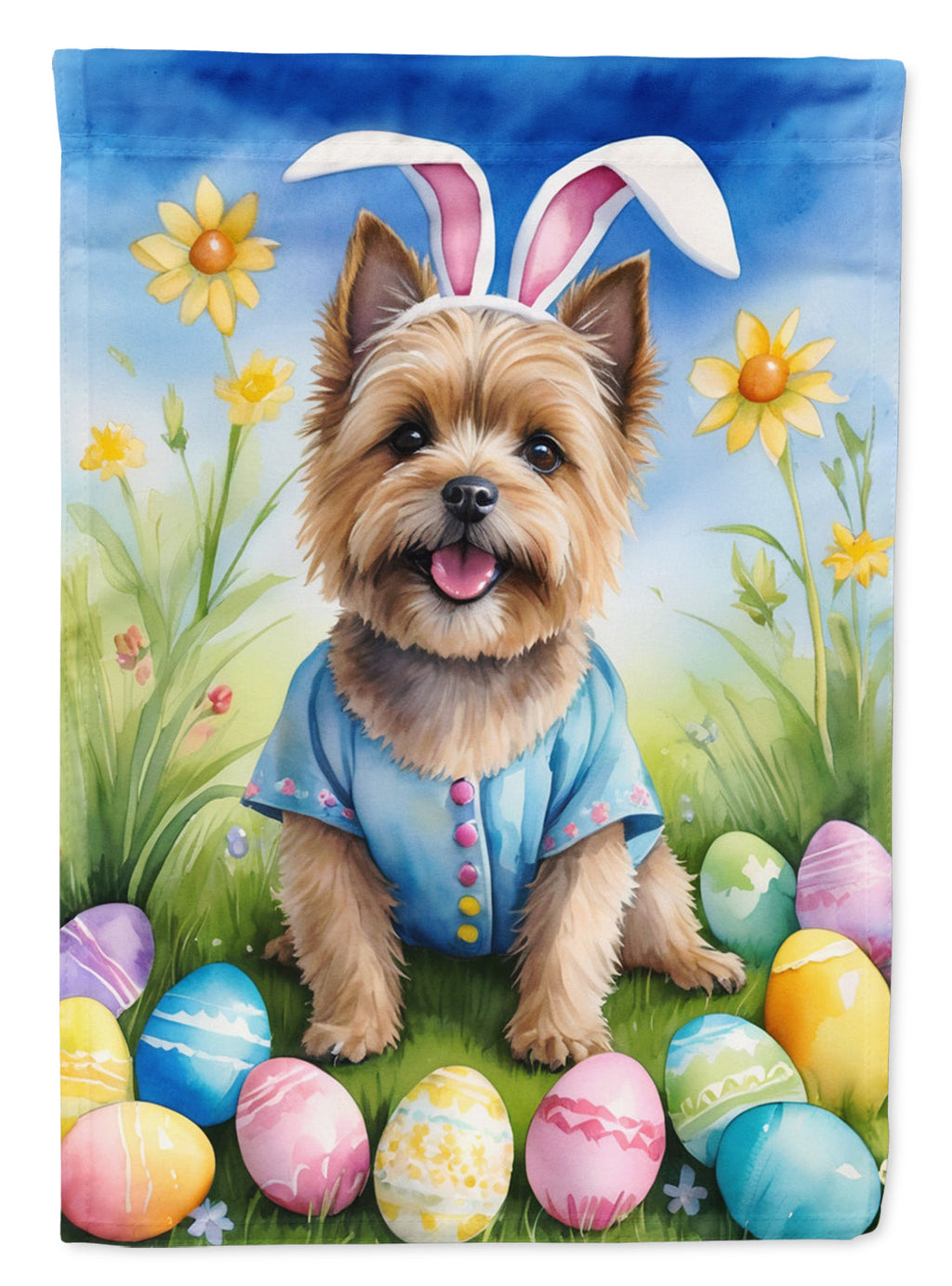 Cairn Terrier Easter Egg Hunt House Flag 28x40 Porch Sleeve Pole Decorative Outside Yard Banner Artwork Wall Hanging, Polyester