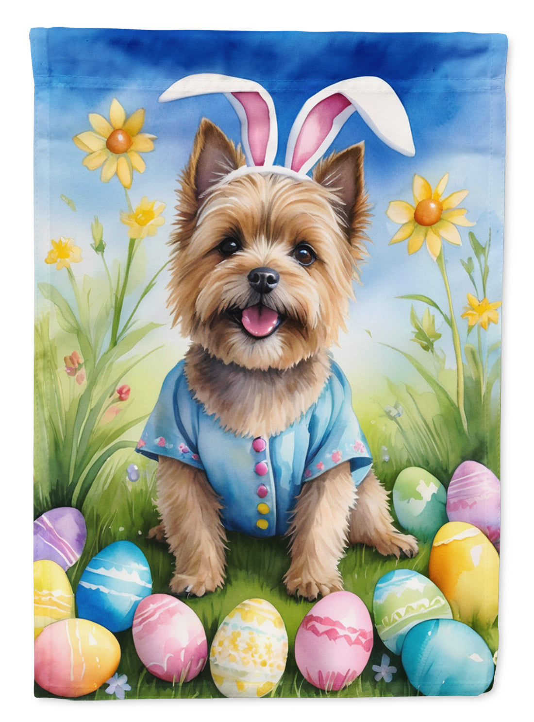 Cairn Terrier Easter Egg Hunt House Flag 28x40 Porch Sleeve Pole Decorative Outside Yard Banner Artwork Wall Hanging, Polyester