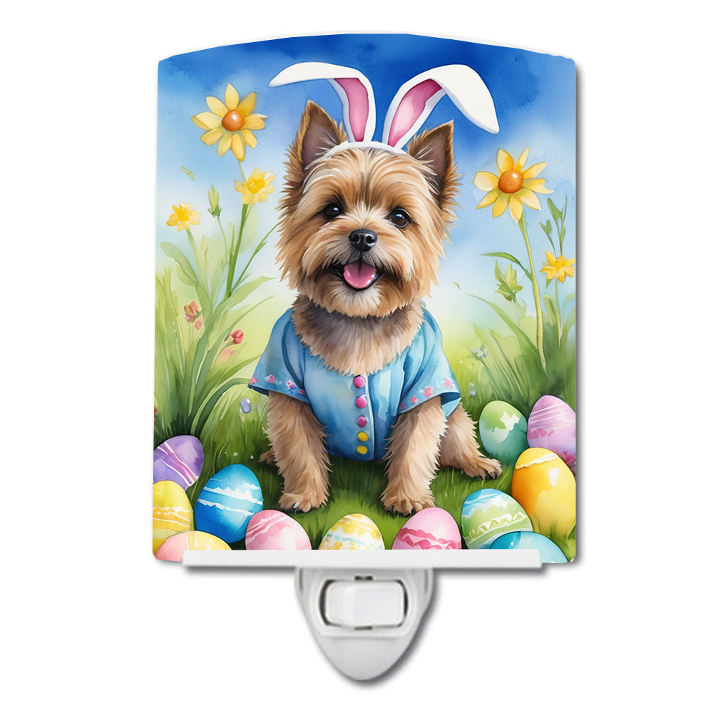 Cairn Terrier Easter Egg Hunt Ceramic Night Light Compact, UL-Certified, Ideal for Bedroom, Bathroom, Nursery, Hallway, Kitchen, 6x4x3, Multicolor